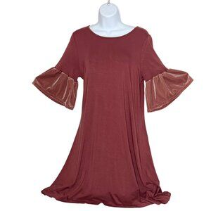 Agnes & Dora Tunic Knit Dress, Velvet Ruffle Sleeves, Size M